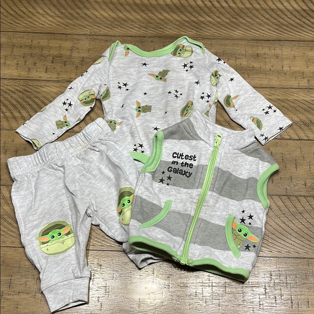 Gray and Green Baby Outfit Set